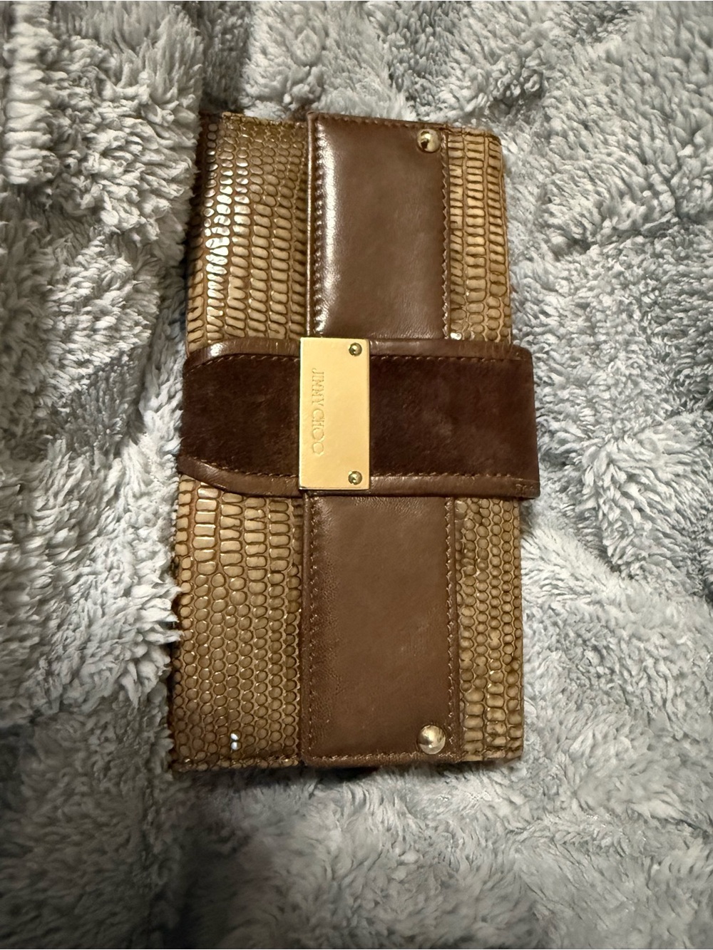 Jimmy Choo Snakeskin Embossed Continental Wallet with certificate of authen